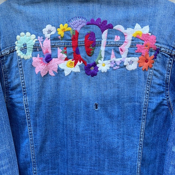 ❗️SOLD❗️ANTHROPOLOGIE- PILCRO “AMORE”FLORAL DENIM JACKET S - Picture 5 of 14